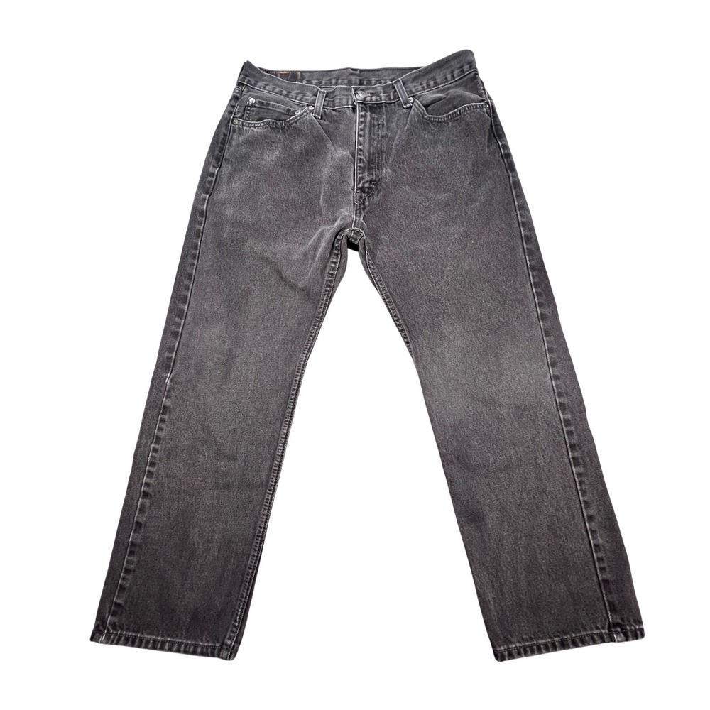 Levi's Black 505 Regular Fit Straight Leg Jeans Mens 36x29